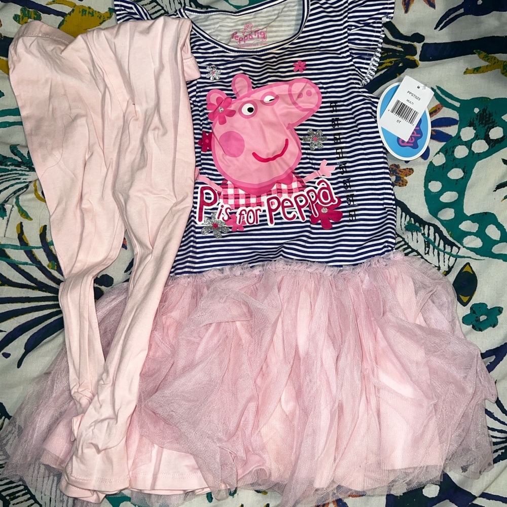 Peppa Pig Striped Dress with Tulle Skirt